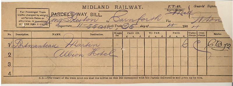 Portmanteau 25-04-04 to Carnforth - Albion Hotel.jpg - Way Bill: Portmanteau 25-04-04 to Carnforth - Martin, Albion Hotel